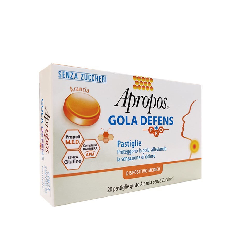 APROPOS GOLA DEFENS PRO 20 PASTIGLIE ARANCIA SENZA ZUCCHERO - farmasorriso.com
