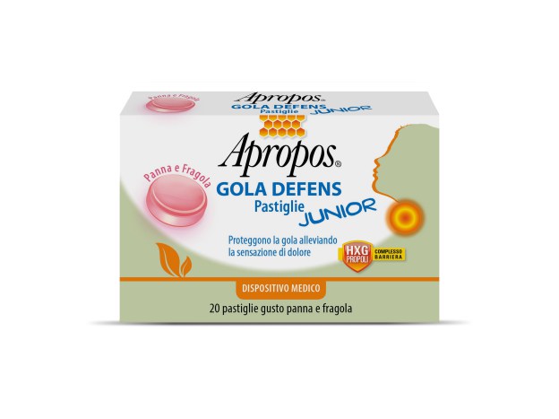 APROPOS GOLA DEFENS PRO 20 PASTIGLIE JUNIOR PANNA FRAGOLA - farmasorriso.com