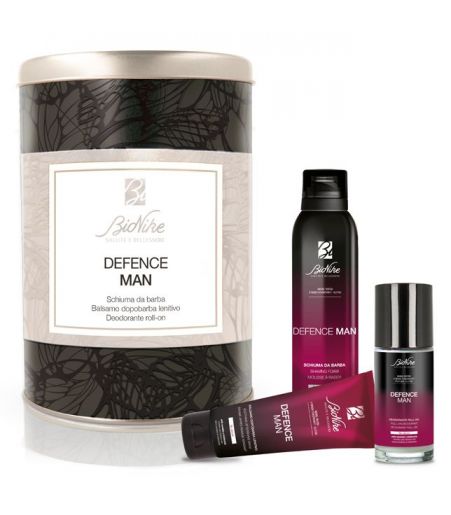 DEFENCE MAN KIT NATALE 2021 SAFE SHAVE SCHIUMA BARBA ANTI-IRRITAZIONI 200 ML + SAFE BALM BALSAMO DOPOBARBA LENITIVO 75 ML + DRY TOUCH DEODORANTE ROLL-ON 50 ML - farmasorriso.com