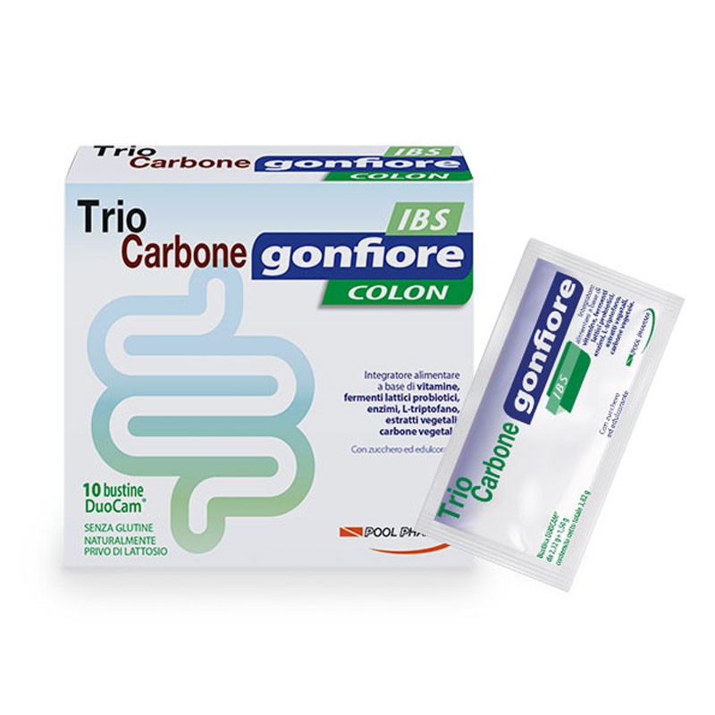 TRIOCARBONE GONFIORE IBS 10 BUSTE DUOCAM DA 2 G + 1,5 G - farmasorriso.com