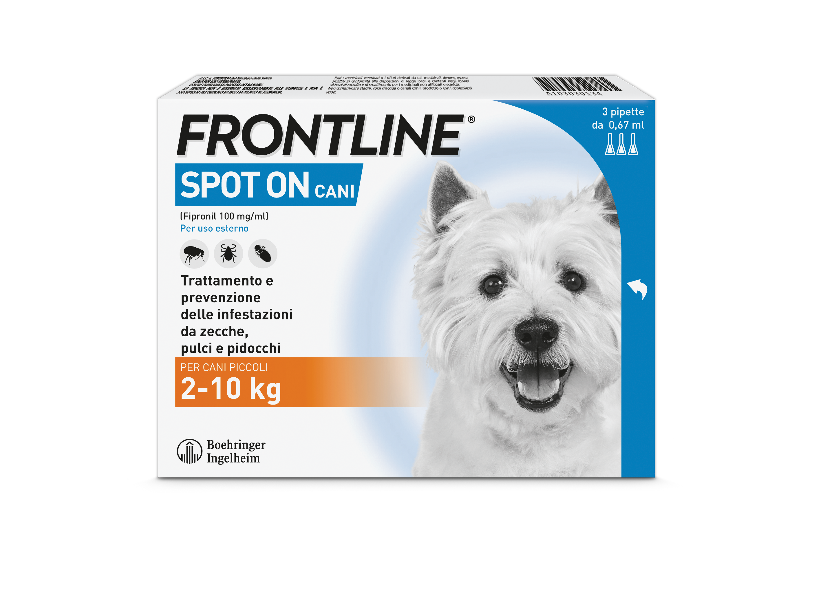 FRONTLINE*3PIP 2-10KG CANI - farmasorriso.com