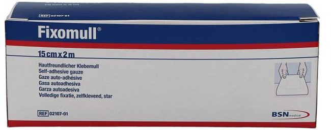 FASCIA AUTOADESIVA IPOALLERGENICA FISSAGGIO SU AMPIA SUPERFICIE FIXOMULL. SUPPORTO IN GARZA DI VISCOSA COLORE BIANCO MASSA IN POLICARBONATO SENZA RESINE E GOMME NATURALI. 15X1000CM - farmasorriso.com