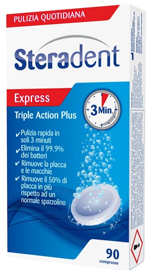 STERADENT TRIPLE ACTION PLUS 90 COMPRESSE PULENTI - farmasorriso.com