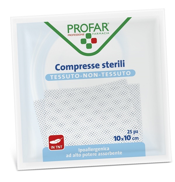 COMPRESSE IN TESSUTO NON TESSUTO 10 X 10 CM 25 PEZZI PROFAR - farmasorriso.com