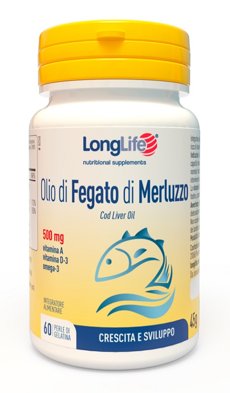 LONGLIFE OLIO FEGATO MERLUZZO 500 MG 60 PERLE - farmasorriso.com