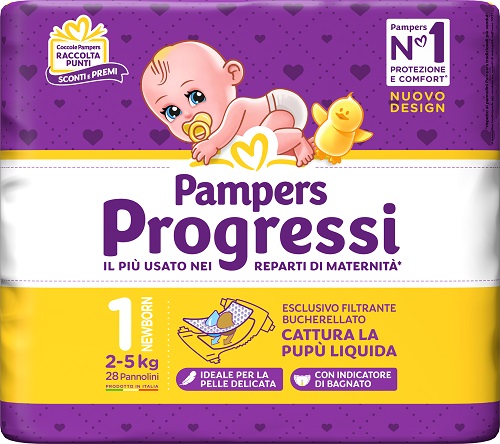 PAMPERS PROGRESSI NEWBORN PANNOLINO 1 2-5KG 28 PEZZI - farmasorriso.com