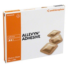 MEDICAZIONE IDROCELLULARE ADESIVA STERILE ALLEVYN ADHESIVE ALTAMENTE ASSORBENTE IN SCHIUMA DI POLIURETANO A STRUTTURA TRISTRATIFICATA 7,5X7,5CM 3 PEZZI - farmasorriso.com