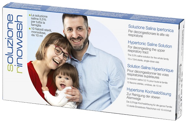 RINOWASH SOLUZIONE SALINA IPERTONICA PER PULIZIA NASO 10 FIALE RICHIUDIBILI X 10 ML - farmasorriso.com