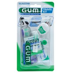 GUM TRAVEL KIT VIAGGIO 1 SPAZZOLINO PIEGHEVOLE GUM TRAVEL + 1 DENTIFRICIO VIAGGIO 12 ML + 1 ROCCHETTO FILO INTERDENTALE 10MT + 2 SCOVOLINI GOMMA GUM SOFT PICKS - farmasorriso.com