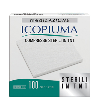ICOPIUMA GARZA COMPRESSA IN TESSUTO NON TESSUTO ADESIVA 10X10 CM 100 PEZZI - farmasorriso.com