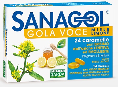 SANAGOL GOLA VOCE MIELE LIMONE 24 CARAMELLE - farmasorriso.com