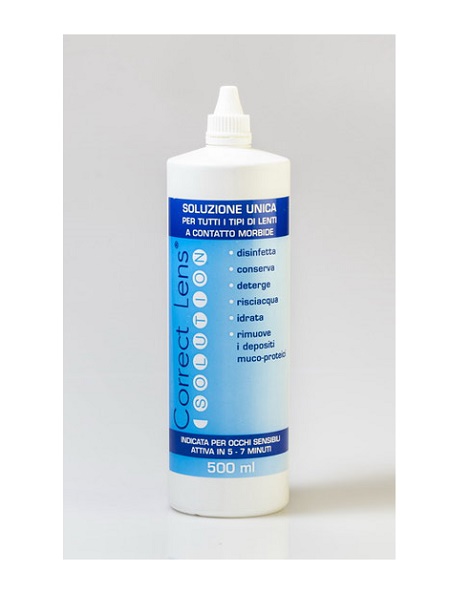 SOLUZIONE OCULARE PER LA CONSERVAZIONE E PULIZIA DELLE LENTIA CONTATTO CORRECT LENS SOLUTION 500ML - farmasorriso.com