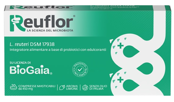 REUFLOR 20 COMPRESSE MASTICABILI AROMA LIMONE - farmasorriso.com