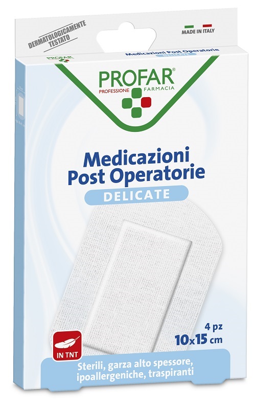 MEDICAZIONE POST OPERATORIA STERILE GARZA ANTIADERENTE 10X15 CM 4 PEZZI PROFAR - farmasorriso.com