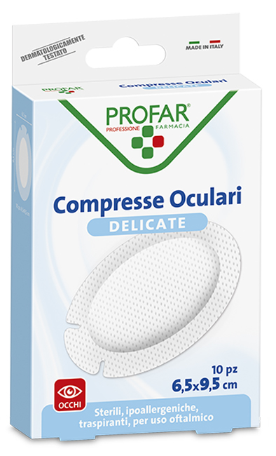 COMPRESSE OCULARI CON GARZA ANTIADERENTE 9,5X6,5 CM 10 PEZZI PROFAR - farmasorriso.com