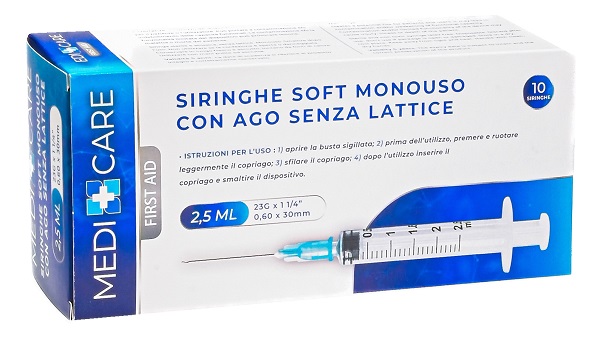 SIRINGA SOFT CAPACITA' 2,5ML AGO GAUGE 23 CONFEZIONE 10 PEZZI GAMMADIS - farmasorriso.com