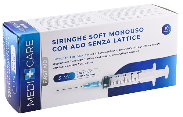 SIRINGA SOFT CAPACITA' 5ML AGO GAUGE 23 CONFEZIONE 10 PEZZI GAMMADIS - farmasorriso.com