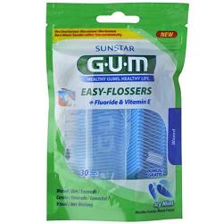 GUM EASY FLOSSERS FILO INTERDENTALE CON FORCELLA 30 PEZZI - farmasorriso.com