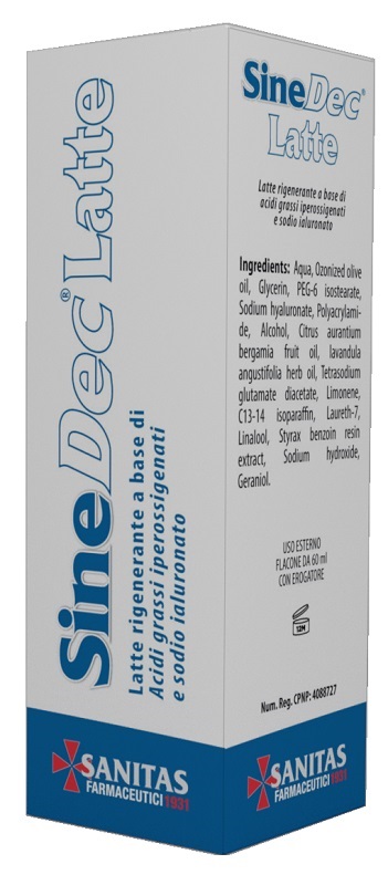 EMULSIONE PROFUMATA CONTENENTE OLIO OSSIGENATO PER PREVENZIONE E MEDICAZIONE DELLE ULCERE DA DECUBITO DI GRADO I SU PELLE INTEGRA SINEDEC LATTE 60ML - farmasorriso.com
