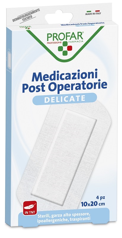 MEDICAZIONE POST OPERATORIA STERILE GARZA ANTIADERENTE 10X20 CM 4 PEZZI PROFAR - farmasorriso.com