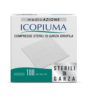 ICOPIUMA GARZA COMPRESSA IDROFILA 10X10CM 100 PEZZI - farmasorriso.com