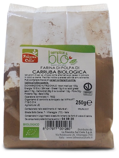 POLPA DI CARRUBA FARINA BIO 250 G - farmasorriso.com
