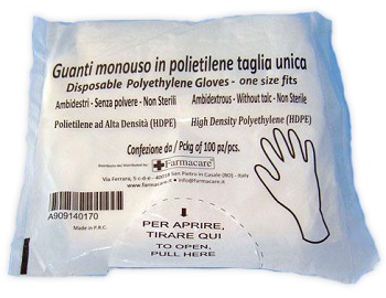 GUANTO MONOUSO IN PVC MISURA UNICA 100 PEZZI - farmasorriso.com