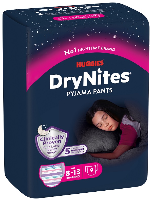 PANNOLINO HUGGIES DRYNITES 8/13 ANNI GIRL L 30/48KG 9 PEZZI - farmasorriso.com