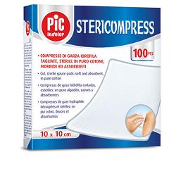 GARZA COMPRESSA IDROFILA PIC STERICOMPRESS 10X10 CM 4 BUSTE  25 PEZZI - farmasorriso.com