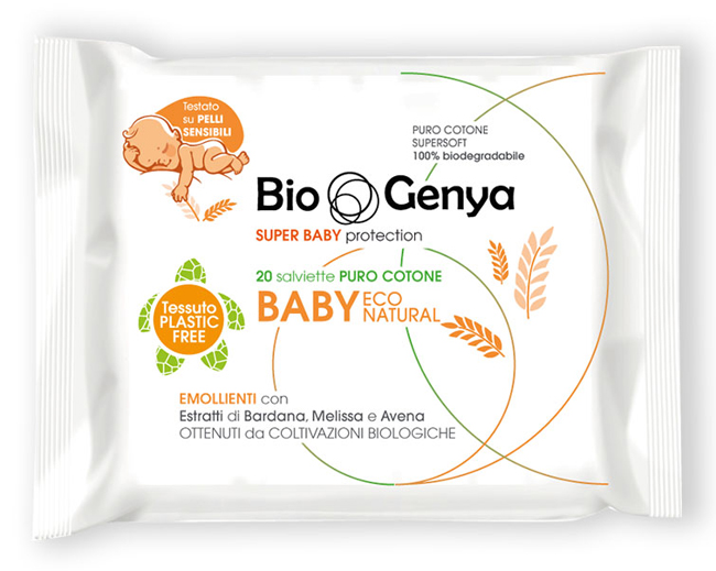 BIOGENYA ECO NATURAL SALVIETTINA BABY COTONE 20 PEZZI - farmasorriso.com
