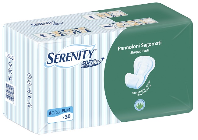 PANNOLONE PER INCONTINENZA SAGOMATO SERENITY SOFTDRY+ ALOE PLUS 30 PEZZI - farmasorriso.com