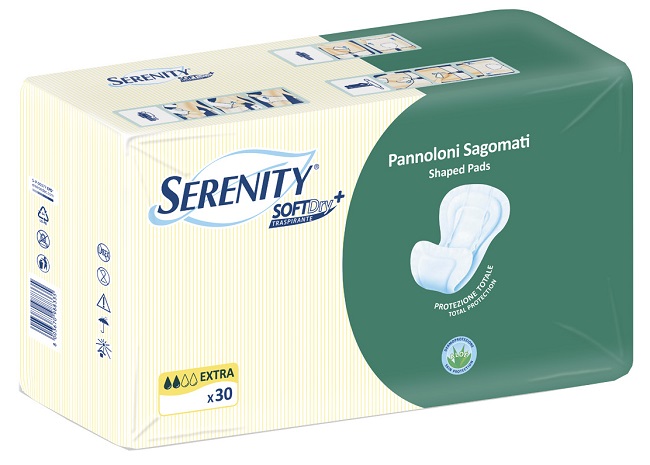 PANNOLONE PER INCONTINENZA SAGOMATO SERENITY SOFTDRY+ ALOE EXTRA 30 PEZZI - farmasorriso.com