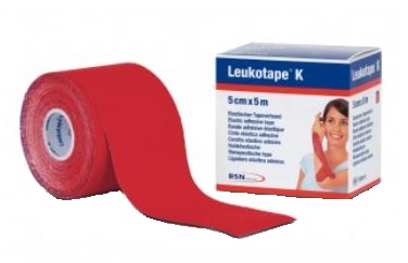 BENDA ADESIVA LEUKOTAPE K PER TAPING FISIOTERAPICO LARGHEZZA 5 CM LUNGHEZZA 5 M COLORE ROSSO IN ROTOLO - farmasorriso.com