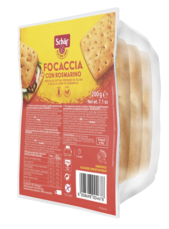 SCHAR FOCACCIA CON ROSMARINO SENZA LATTOSIO 200 G - farmasorriso.com
