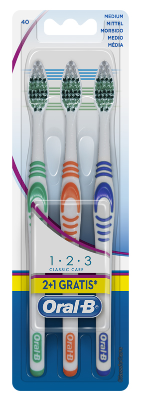 ORALB 123 CLASSIC CARE SPAZZOLINO MANUALE 3 PEZZI - farmasorriso.com