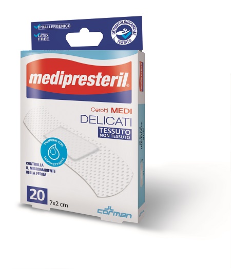 CEROTTO MEDIO MEDIPRESTERIL DELICATO TNT 7X2CM 20 PEZZI - farmasorriso.com