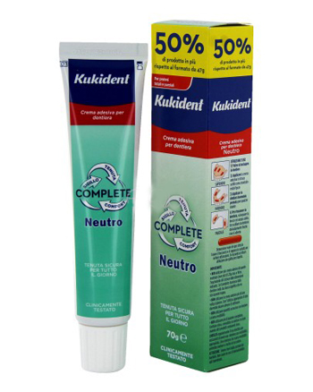 KUKIDENT NEUTRO COMPLETE CREMA ADESIVA PER PROTESI DENTARIE 70 G - farmasorriso.com