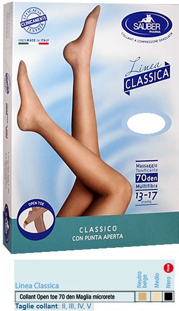 SAUBER COLLANT OPEN TOE MAGLIA MICRORETE 70 DEN COLORE MEDIO 3 LINEA CLASSICA - farmasorriso.com