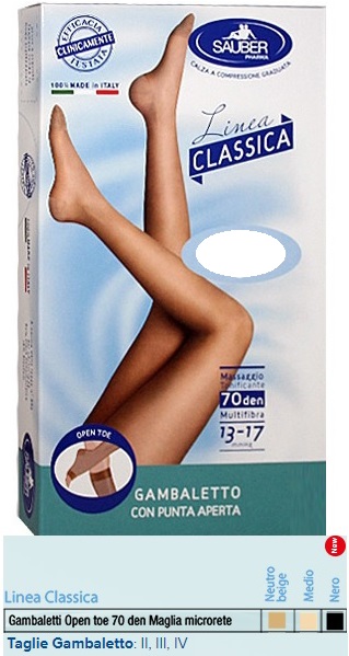 SAUBER GAMBALETTO OPEN TOE MAGLIA MICRORETE 70 DEN COLORE NEUTRO BEIGE TAGLIA 3 LINEA CLASSICA - farmasorriso.com