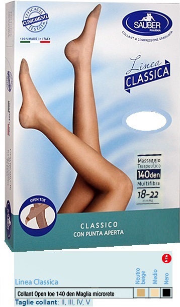 SAUBER COLLANT OPEN TOE MAGLIA MICRORETE 140 DEN COLORE MEDIO 4 LINEA CLASSICA - farmasorriso.com