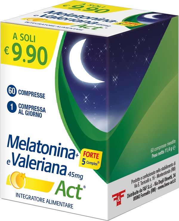 MELATONINA+FORTE 5 COMPLEX E VALERIANA ACT 60 COMPRESSE - farmasorriso.com