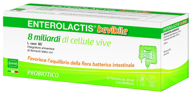 ENTEROLACTIS BEVIBILE 12 FLACONCINI DA 10 ML SOFAR - farmasorriso.com