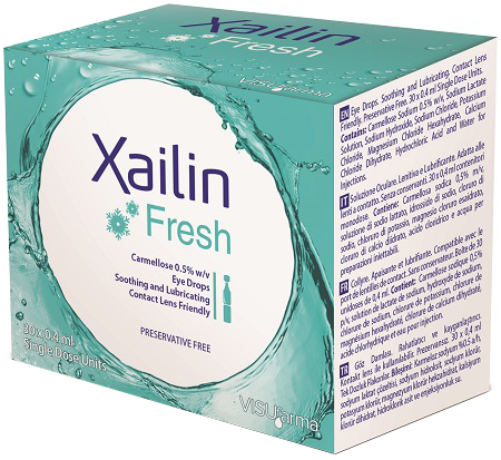 XAILIN FRESH GOCCE OCULARI CARBOSSIMETILCELLULOSA 0,5% 30 FLACONCINI MONODOSE 0,4 ML - farmasorriso.com