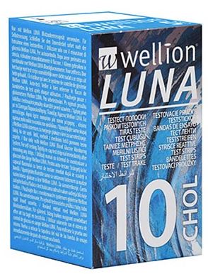 WELLION LUNA 10 STRIPS STRISCE PER MISURAZIONE COLESTEROLO - farmasorriso.com