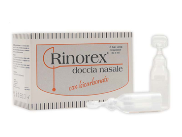 FIALA PER DOCCIA NASALE RINOREX BICARBONATO 15 FIALE 5 ML - farmasorriso.com