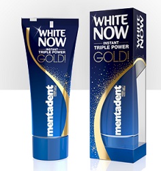 MENTADENT DENTIFRICIO WHITE NOW TRIPLE POWER GOLD 50 ML - farmasorriso.com