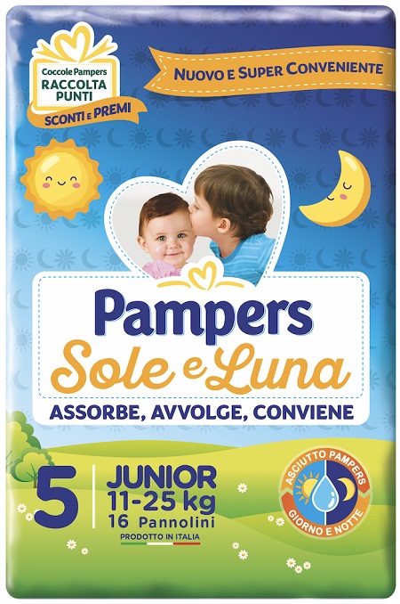 PANNOLINO PER BAMBINO PAMPERS SOLE & LUNA FLASH JUNIOR 16 PEZZI - farmasorriso.com