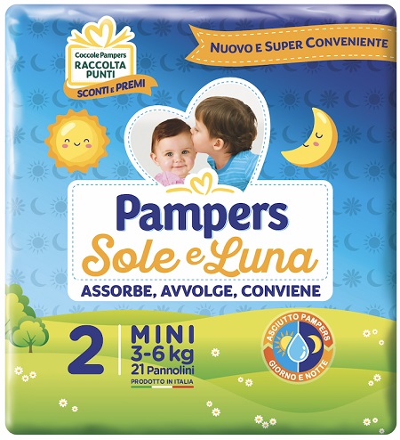 PANNOLINO PER BAMBINO PAMPERS SOLE & LUNA FLASH MINI 21 PEZZI - farmasorriso.com