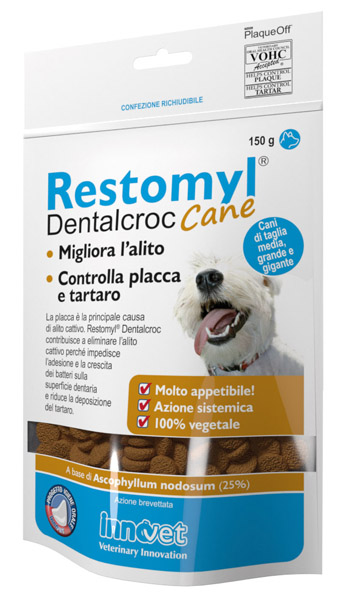 RESTOMYL DENTALCROC CANI TAGLIA MEDIA GRANDE E GIGANTE BUSTA 150 G - farmasorriso.com
