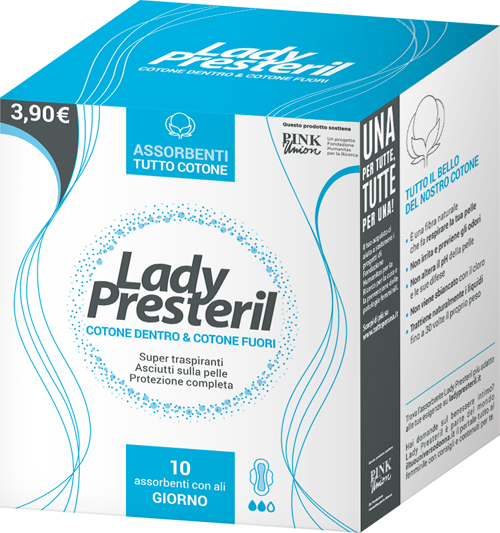 LADY PRESTERIL COTONE DENTRO & COTONE FUORI 10 ASSORBENTI CON ALI GIORNO PROMO - farmasorriso.com